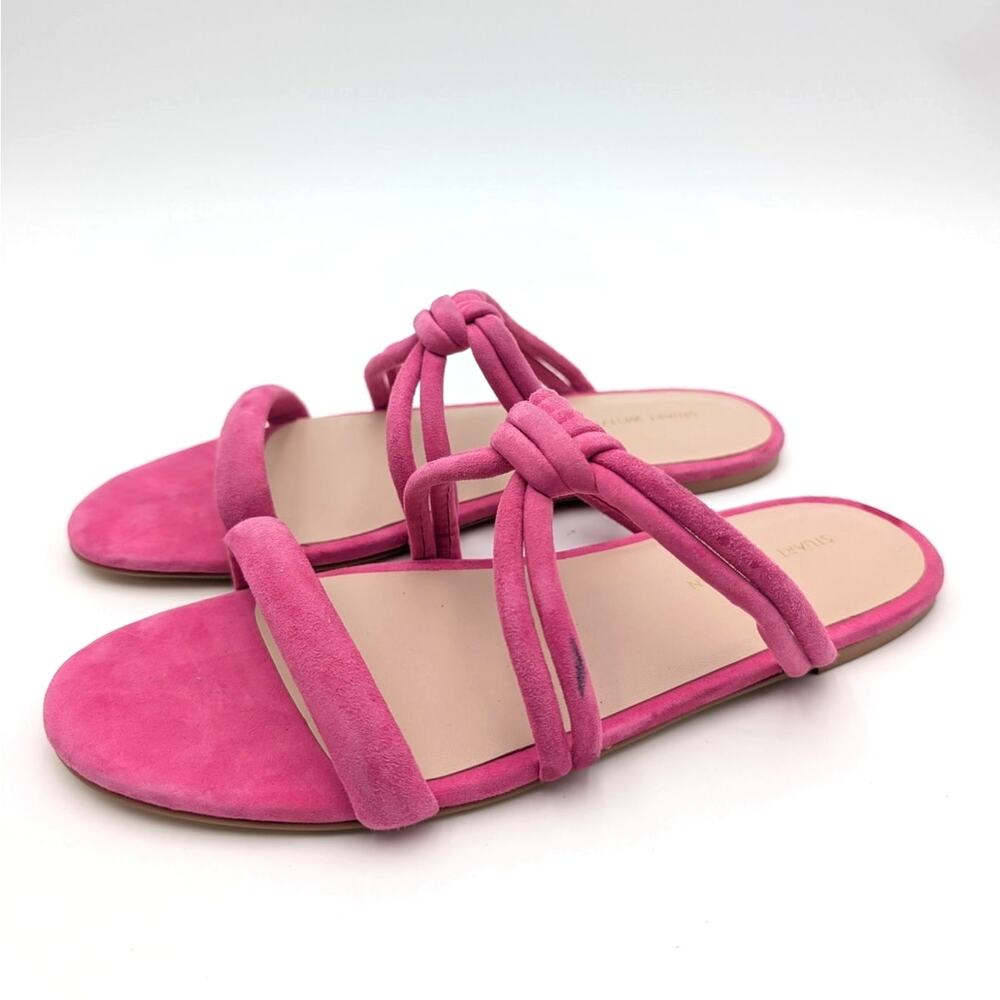 Stuart Weitzman Twist Knot Slip-On Flat Sandal Women's Peonia Size US7 EU38